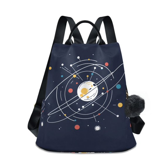 FORMRS Women's Travel Backpack Purse Anti-Theft Hidden Pockets Casual Shoulder Bag, White Planet