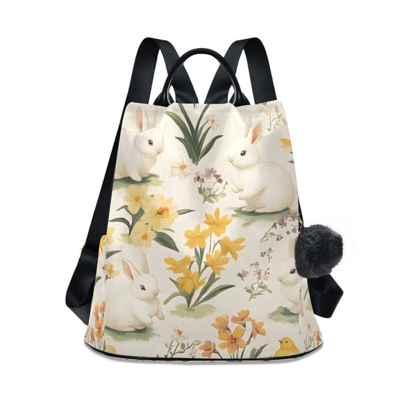 FORMRS Women's Travel Backpack Purse Anti-Theft Hidden Pockets Casual Shoulder Bag, White Rabbits