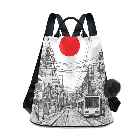 FORMRS Women's Travel Backpack Purse Anti-Theft Hidden Pockets Casual Shoulder Bag, White Streets