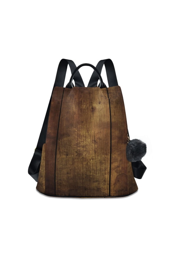 Women's Travel Backpack Purse Anti-theft Hidden Pockets Casual Shoulder Bag, Wood Grain