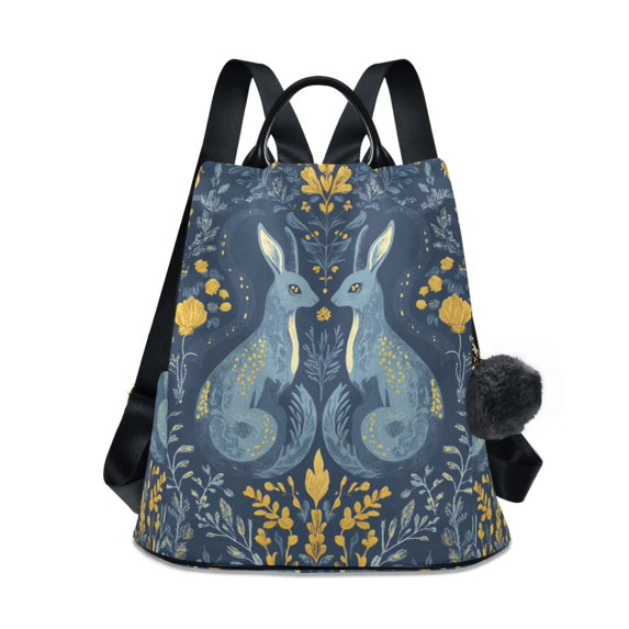 FORMRS Women's Travel Backpack Purse Anti-Theft Hidden Pockets Casual Shoulder Bag, Yellow Forest Pattern