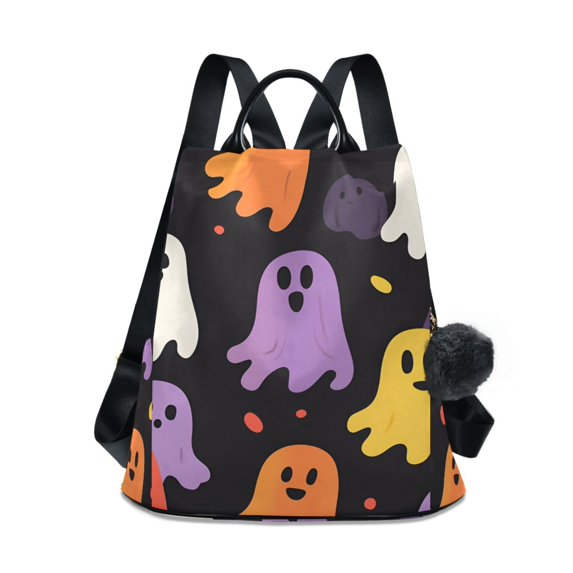 FORMRS Women's Travel Backpack Purse Anti-Theft Hidden Pockets Casual Shoulder Bag, Yellow Halloween Ghosts
