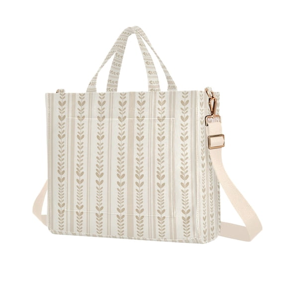 FORMRS Womens Corduroy Tote Bag Crossbody Shoulder Purse Handbag with Detachable Strap, Beige Abstract Pattern