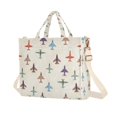 thumbnail image 1 of FORMRS Womens Corduroy Tote Bag Crossbody Shoulder Purse Handbag with Detachable Strap, Beige Cartoon Planes Pattern, 1 of 7