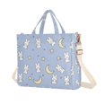 thumbnail image 1 of FORMRS Womens Corduroy Tote Bag Crossbody Shoulder Purse Handbag with Detachable Strap, Blue Cartoon Rabbit Pattern, 1 of 7