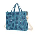 thumbnail image 1 of FORMRS Womens Corduroy Tote Bag Crossbody Shoulder Purse Handbag with Detachable Strap, Blue Forest Cat Pattern, 1 of 7