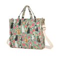 thumbnail image 1 of FORMRS Womens Corduroy Tote Bag Crossbody Shoulder Purse Handbag with Detachable Strap, Green Floral Cats Pattern, 1 of 7
