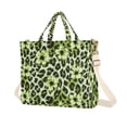 thumbnail image 1 of FORMRS Womens Corduroy Tote Bag Crossbody Shoulder Purse Handbag with Detachable Strap, Green Floral Leopard Pattern, 1 of 7