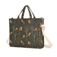 thumbnail image 1 of FORMRS Womens Corduroy Tote Bag Crossbody Shoulder Purse Handbag with Detachable Strap, Green Forest Fox Pattern, 1 of 7