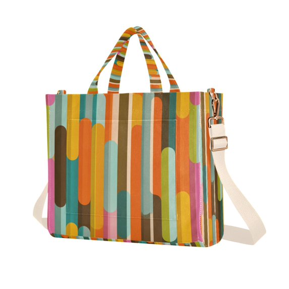 FORMRS Womens Corduroy Tote Bag Crossbody Shoulder Purse Handbag with Detachable Strap, Retro Abstract Pattern