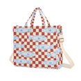 thumbnail image 1 of FORMRS Womens Corduroy Tote Bag Crossbody Shoulder Purse Handbag with Detachable Strap, Sardine Plaid Pattern, 1 of 7