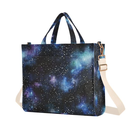 FORMRS Womens Corduroy Tote Bag Crossbody Shoulder Purse Handbag with Detachable Strap, Watercolor Galaxy