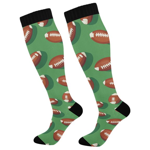 FORMRS Womens Knee High Socks Casual Long Thick Travel Daily Wear, 1 Pair, American Footballs