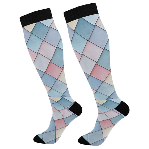 FORMRS Womens Knee High Socks Casual Long Thick Travel Daily Wear, 1 Pair, Beige Art Pattern