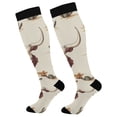 thumbnail image 1 of FORMRS Womens Knee High Socks Casual Long Thick Travel Daily Wear, 1 Pair, Beige Cowboy Pattern, 1 of 6