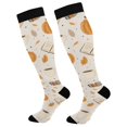 thumbnail image 1 of FORMRS Womens Knee High Socks Casual Long Thick Travel Daily Wear, 1 Pair, Beige Fall Pumpkin, 1 of 6