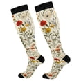 thumbnail image 1 of FORMRS Womens Knee High Socks Casual Long Thick Travel Daily Wear, 1 Pair, Beige Floral, 1 of 6