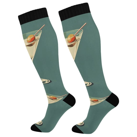 FORMRS Womens Knee High Socks Casual Long Thick Travel Daily Wear, 1 Pair, Beige Martini