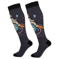 thumbnail image 1 of FORMRS Womens Knee High Socks Casual Long Thick Travel Daily Wear, 1 Pair, Black Astronaut Record, 1 of 6