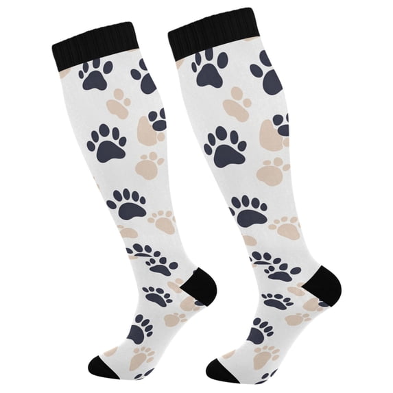 FORMRS Womens Knee High Socks Casual Long Thick Travel Daily Wear, 1 Pair, Black Cat Paw