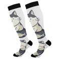thumbnail image 1 of FORMRS Womens Knee High Socks Casual Long Thick Travel Daily Wear, 1 Pair, Black Cute Cat, 1 of 6