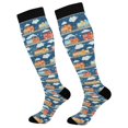 thumbnail image 1 of FORMRS Womens Knee High Socks Casual Long Thick Travel Daily Wear, 1 Pair, Blue Cute Train Pattern, 1 of 6