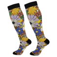 thumbnail image 1 of FORMRS Womens Knee High Socks Casual Long Thick Travel Daily Wear, 1 Pair, Blue Floral, 1 of 6