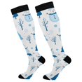 thumbnail image 1 of FORMRS Womens Knee High Socks Casual Long Thick Travel Daily Wear, 1 Pair, Blue Simple Cartoon Snowmen, 1 of 6