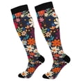 thumbnail image 1 of FORMRS Womens Knee High Socks Casual Long Thick Travel Daily Wear, 1 Pair, Bright Colorful Flowers Pattern, 1 of 6