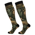 thumbnail image 1 of FORMRS Womens Knee High Socks Casual Long Thick Travel Daily Wear, 1 Pair, Brown Floral Rabbits Pattern, 1 of 6