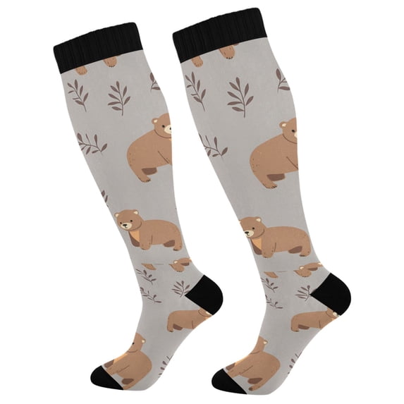 FORMRS Womens Knee High Socks Casual Long Thick Travel Daily Wear, 1 Pair, Cartoon Bear