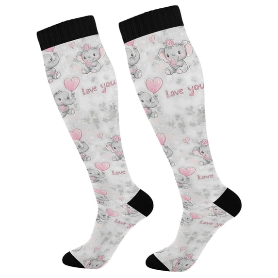 FORMRS Womens Knee High Socks Casual Long Thick Travel Daily Wear, 1 Pair, Cartoon Elephant