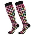 thumbnail image 1 of FORMRS Womens Knee High Socks Casual Long Thick Travel Daily Wear, 1 Pair, Colorful Block Pattern, 1 of 6