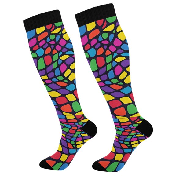 FORMRS Womens Knee High Socks Casual Long Thick Travel Daily Wear, 1 Pair, Colorful Psychedelic