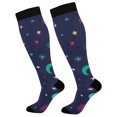 thumbnail image 1 of FORMRS Womens Knee High Socks Casual Long Thick Travel Daily Wear, 1 Pair, Colorful Stars Pattern, 1 of 6