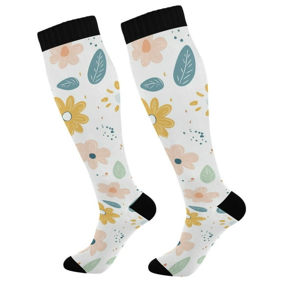 FORMRS Womens Knee High Socks Casual Long Thick Travel Daily Wear, 1 Pair, Cute Floral