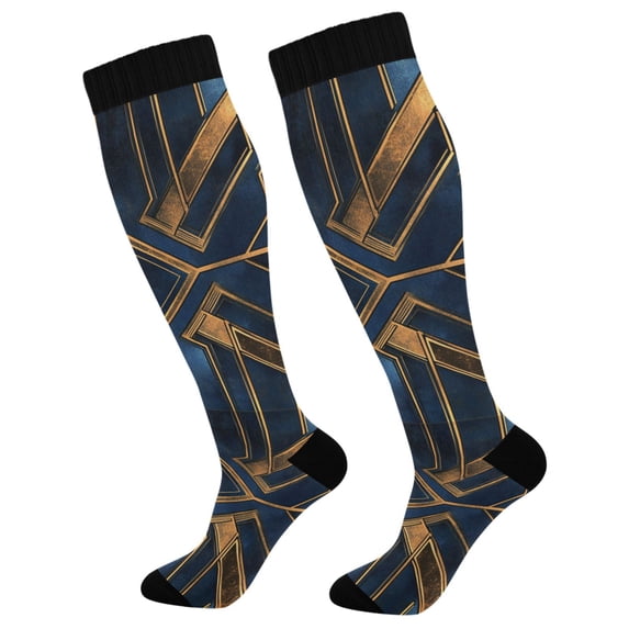 FORMRS Womens Knee High Socks Casual Long Thick Travel Daily Wear, 1 Pair, Elegant Geometric Pattern