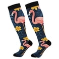 thumbnail image 1 of FORMRS Womens Knee High Socks Casual Long Thick Travel Daily Wear, 1 Pair, Floral Flamingo, 1 of 6