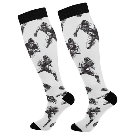 FORMRS Womens Knee High Socks Casual Long Thick Travel Daily Wear, 1 Pair, Football Player Pattern