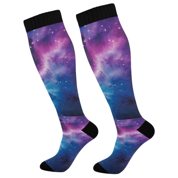 FORMRS Womens Knee High Socks Casual Long Thick Travel Daily Wear, 1 Pair, Galaxy Pattern