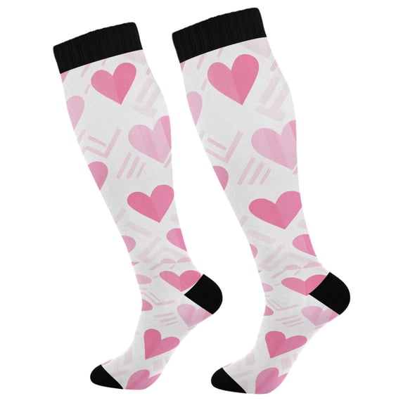 FORMRS Womens Knee High Socks Casual Long Thick Travel Daily Wear, 1 Pair, Geometric Love