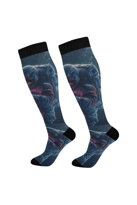 Womens Knee High Socks Casual Long Thick Travel Daily Wear, 1 Pair, Glowing Jellyfish