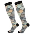 thumbnail image 1 of FORMRS Womens Knee High Socks Casual Long Thick Travel Daily Wear, 1 Pair, Green Art Pattern, 1 of 6