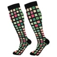 thumbnail image 1 of FORMRS Womens Knee High Socks Casual Long Thick Travel Daily Wear, 1 Pair, Green Block Pattern, 1 of 6