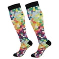 thumbnail image 1 of FORMRS Womens Knee High Socks Casual Long Thick Travel Daily Wear, 1 Pair, Green Colorful Circles, 1 of 6