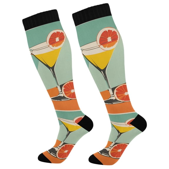 FORMRS Womens Knee High Socks Casual Long Thick Travel Daily Wear, 1 Pair, Green Glasses
