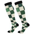 thumbnail image 1 of FORMRS Womens Knee High Socks Casual Long Thick Travel Daily Wear, 1 Pair, Green and White Plaid Pattern, 1 of 6