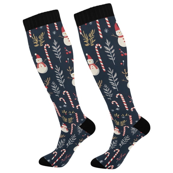 FORMRS Womens Knee High Socks Casual Long Thick Travel Daily Wear, 1 Pair, Jolly Snowman