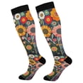thumbnail image 1 of FORMRS Womens Knee High Socks Casual Long Thick Travel Daily Wear, 1 Pair, Large Colorful Flowers, 1 of 6