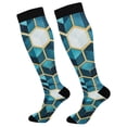 thumbnail image 1 of FORMRS Womens Knee High Socks Casual Long Thick Travel Daily Wear, 1 Pair, Light Blue Geometric Pattern, 1 of 6